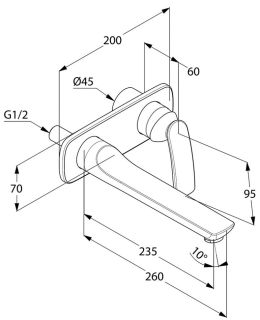 Встраиваемый смеситель для раковины Kludi Balance чёрный /хром 522478775